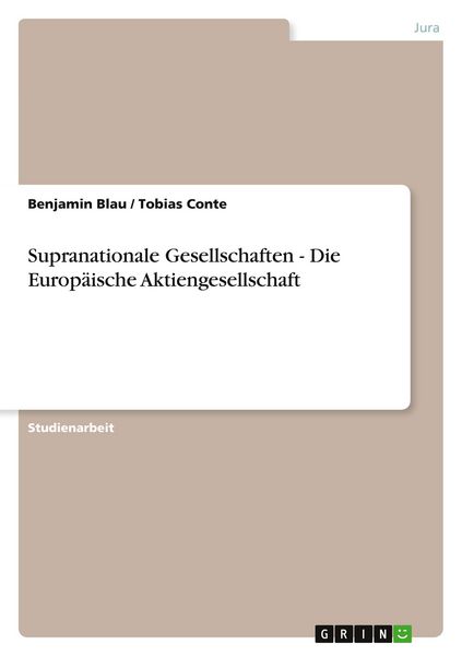 Produktbild: Supranationale Gesellschaften - Die Europ&auml;ische Aktiengesellschaft