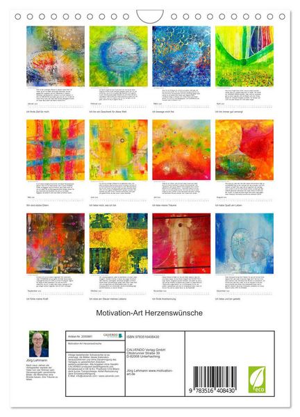 Produktbild: Motivation-Art Herzensw&uuml;nsche (Wandkalender 2026 DIN A4 hoch), CALVENDO Monatskalender