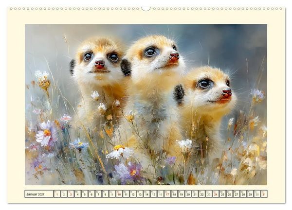 Produktbild: Erdm&auml;nnchen. Kleine Helden der Savanne (hochwertiger Premium Wandkalender 2027 DIN A2 quer), Kunstdruck in Hochglanz
