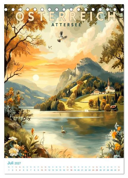 Produktbild: &Ouml;sterreich - Old School Poster Style (Tischkalender 2027 DIN A5 hoch), CALVENDO Monatskalender