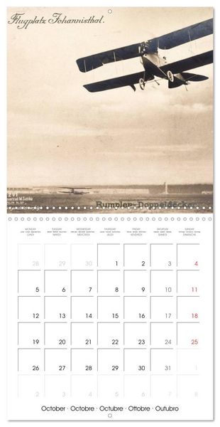 Produktbild: Avions biplans sur cartes postales anciennes (Calendrier mural carr&eacute; 2026 30x30 cm) Calendrier double avec une page pour vos prises de notes