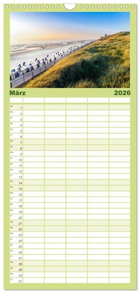 Produktbild: Familienplaner 2026 - SYLT D&uuml;nenwege mit 5 Spalten (Wandkalender, 21 x 45 cm) CALVENDO