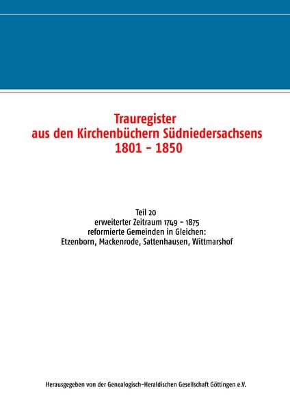 Produktbild: Trauregister aus den Kirchenb&uuml;chern S&uuml;dniedersachsens 1801 - 1850