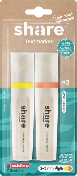Produktbild: share Textmarker neongelb-neonorange 2er Set