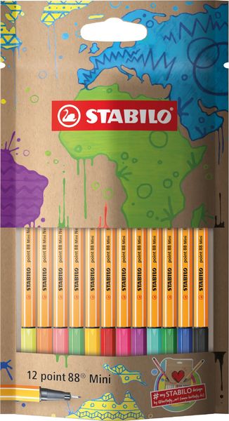 Produktbild: STABILO Fineliner -   point 88 Mini - #my design Edition - 12er Pack - mit 12 verschiedenen Farben