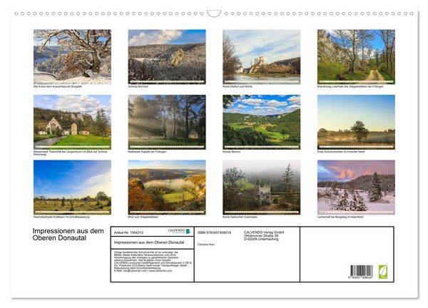 Produktbild: Impressionen aus dem Oberen Donautal (Wandkalender 2026 DIN A2 quer), CALVENDO Monatskalender