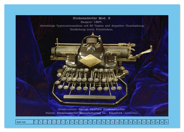 Produktbild: Schreibmaschinen um 1900 (Tischkalender 2026 DIN A5 quer), CALVENDO Monatskalender