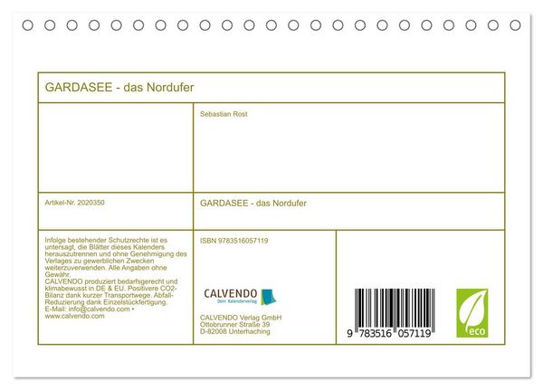 Produktbild: GARDASEE - das Nordufer (Tischkalender 2026 DIN A5 quer), CALVENDO Monatskalender