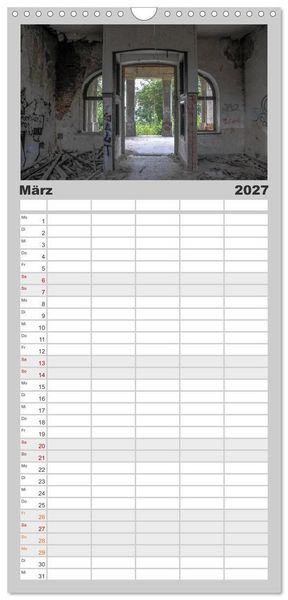 Produktbild: Familienplaner 2027 - Lost Places in Deutschland mit 5 Spalten (Wandkalender, 21 x 45 cm) CALVENDO