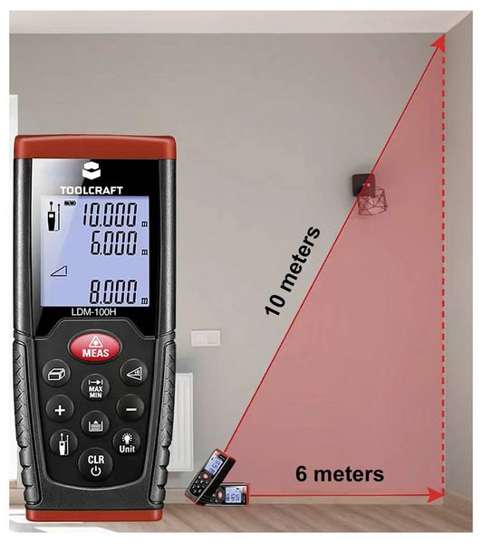 Produktbild: TOOLCRAFT LDM100H Laser-Entfernungsmesser 100m