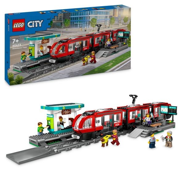 LEGO City Straßenbahn mit Haltestelle, Bauspielzeug für Kinder 60423