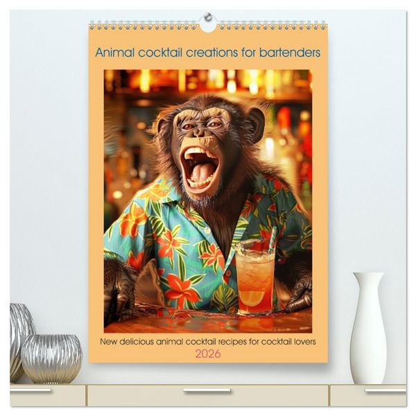 Animal cocktail creations for bartenders (High Quality Premium Wall Calendar 2026 DIN A2 portrait),CALVENDO 12 Month Wall Calendar