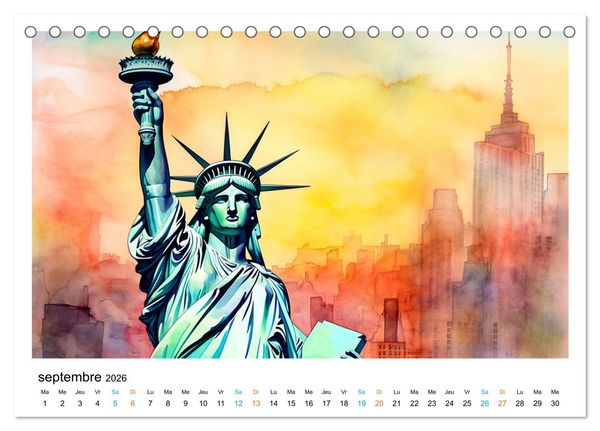 Produktbild: &Eacute;difices c&eacute;l&egrave;bres, autour du monde (Calendrier de bureau 2026 DIN A5 vertical), CALVENDO calendrier mensuel