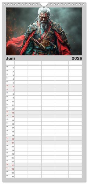 Produktbild: Familienplaner 2026 - Mein Samurai mit 5 Spalten (Wandkalender, 21 x 45 cm) CALVENDO