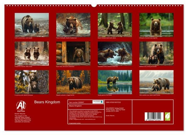 Produktbild: Bears Kingdom (High Quality Premium Wall Calendar 2026 DIN A2 landscape),CALVENDO 12 Month Wall Calendar