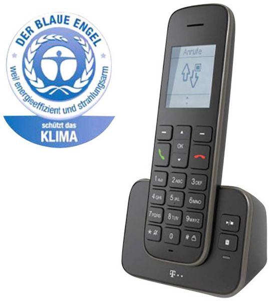 Telekom Sinus A207 DECT/GAP Schnurloses Telefon analog Freisprechen, Anrufbeantworter Schwarz