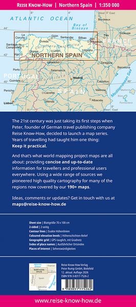 Produktbild: Reise Know-How Landkarte Nordspanien mit Jakobsweg | Northern Spain and Way of St. James (1:350.000)