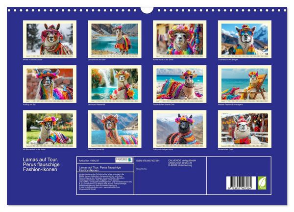 Produktbild: Lamas auf Tour. Perus flauschige Fashion-Ikonen (Wandkalender 2026 DIN A3 quer), CALVENDO Monatskalender