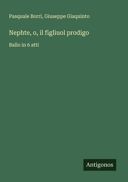 Produktbild: Nephte, o, il figliuol prodigo