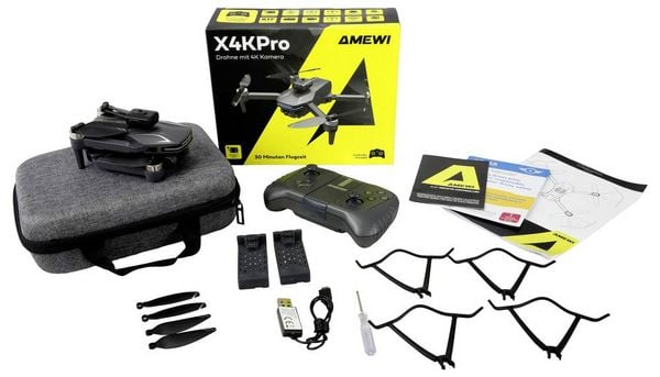 Produktbild: Amewi AMXFlight X4KPro Quadrocopter RtF Kameraflug Grau