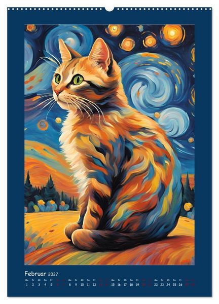 Produktbild: Katzen im Farbenspiel (Wandkalender 2027 DIN A2 hoch), CALVENDO Monatskalender