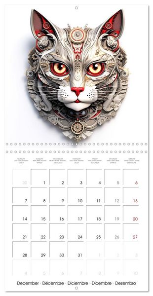 Produktbild: F&eacute;lins Steampunk (Calendrier mural carr&eacute; 2026 30x30 cm) Calendrier double avec une page pour vos prises de notes