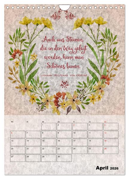 Produktbild: Lebensweisheiten zum Reflektieren (Wandkalender 2026 DIN A4 hoch), CALVENDO Monatskalender