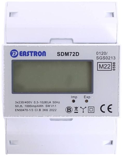 Produktbild: Counttec SDM72D SDM72D Drehstromz&auml;hler digital 80A MID-konform: Ja 1St.