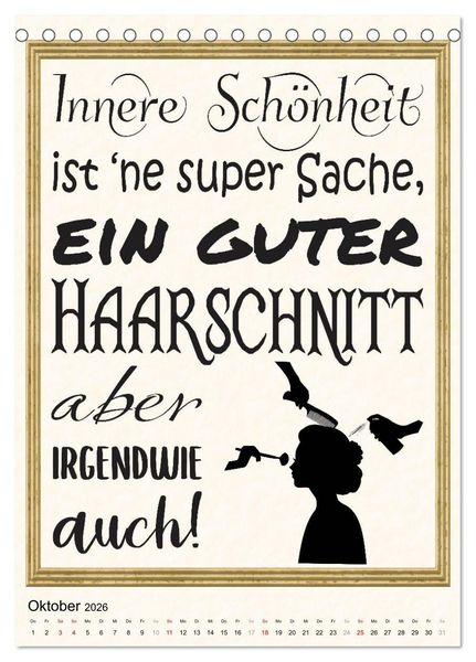 Produktbild: Friseur-Spr&uuml;che (Tischkalender 2026 DIN A5 hoch), CALVENDO Monatskalender