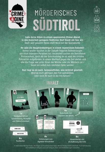 Produktbild: Crime & Dine &ndash; Das Krimi-Dinner-Set: M&ouml;rderisches S&uuml;dtirol