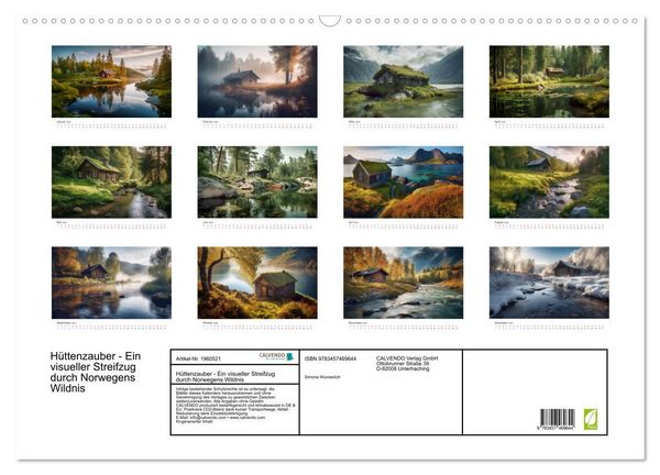 Produktbild: H&uuml;ttenzauber - Ein visueller Streifzug durch Norwegens Wildnis (Wandkalender 2026 DIN A2 quer), CALVENDO Monatskalender