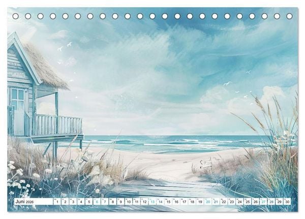 Produktbild: Strandtr&auml;ume in Aquarell (Tischkalender 2026 DIN A5 quer), CALVENDO Monatskalender