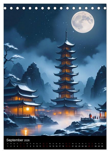 Produktbild: Asiatische Inspiration Fern&ouml;stlicher Art - Dunkle Werke (Tischkalender 2026 DIN A5 hoch), CALVENDO Monatskalender