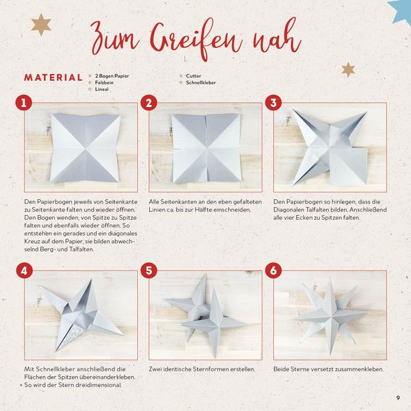 Produktbild: Origamisterne? Gerne! &ndash; Natural Christmas &ndash; Weihnachtliches Bastelset zum Sofort-Losfalten