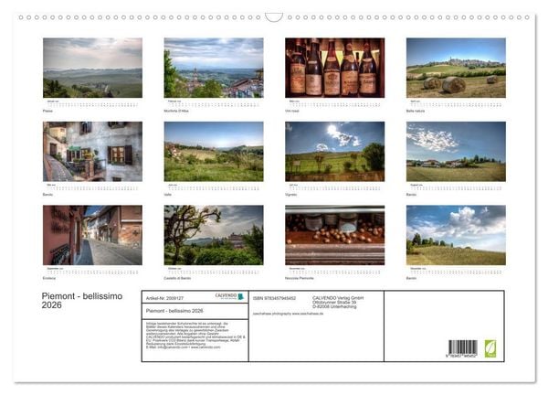 Produktbild: Piemont - bellissimo 2026 (Wandkalender 2026 DIN A2 quer), CALVENDO Monatskalender