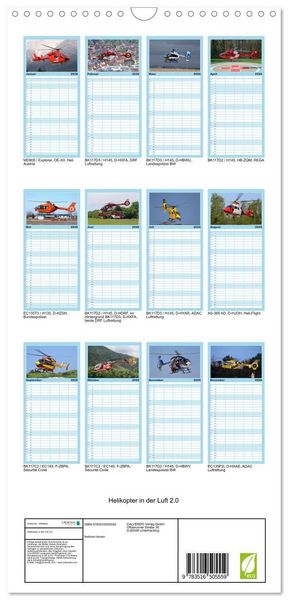 Produktbild: Familienplaner 2026 - Helikopter in der Luft 2.0 mit 5 Spalten (Wandkalender, 21 x 45 cm) CALVENDO