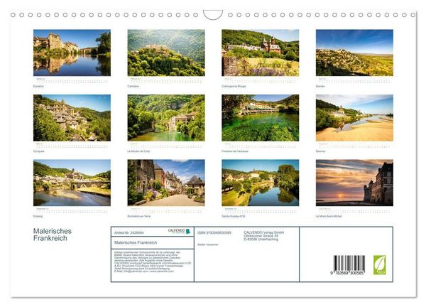 Produktbild: Malerisches Frankreich (Wandkalender 2027 DIN A3 quer), CALVENDO Monatskalender