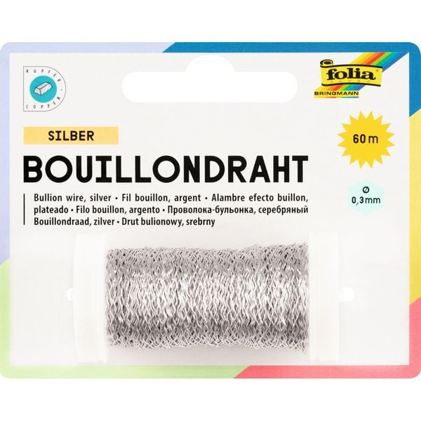 folia Bouillondraht silber 0,3mmx60m