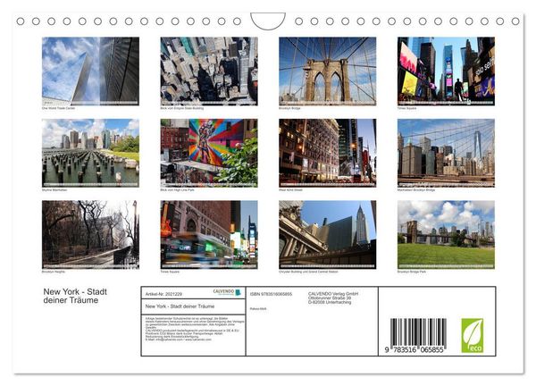 Produktbild: New York - Stadt deiner Tr&auml;ume (Wandkalender 2026 DIN A4 quer), CALVENDO Monatskalender