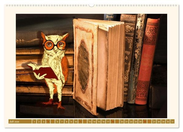 Produktbild: Tierische B&uuml;chernarren (Wandkalender 2026 DIN A2 quer), CALVENDO Monatskalender