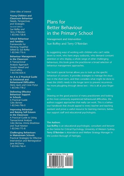 Produktbild: Plans for Better Behaviour in the Primary School