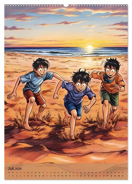 Produktbild: Heldenhafte Jungs - Ein Jahr voller Abenteuer und Freundschaft (hochwertiger Premium Wandkalender 2026 DIN A2 hoch), Kunstdruck in Hochglanz