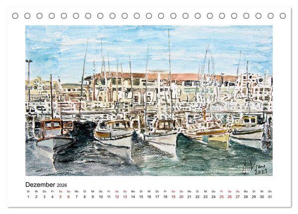 Produktbild: San Francisco in stillen Aquarellen (Tischkalender 2026 DIN A5 quer), CALVENDO Monatskalender