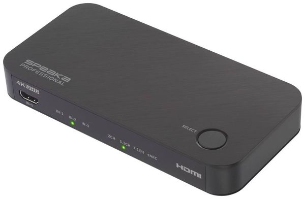 Produktbild: SpeaKa Professional TV, Receiver, Audio Extraktor SP-HDA-510 [HDMI - HDMI] 3840 x 2160 Pixel eARC, S/PDIF- + Analogausgang