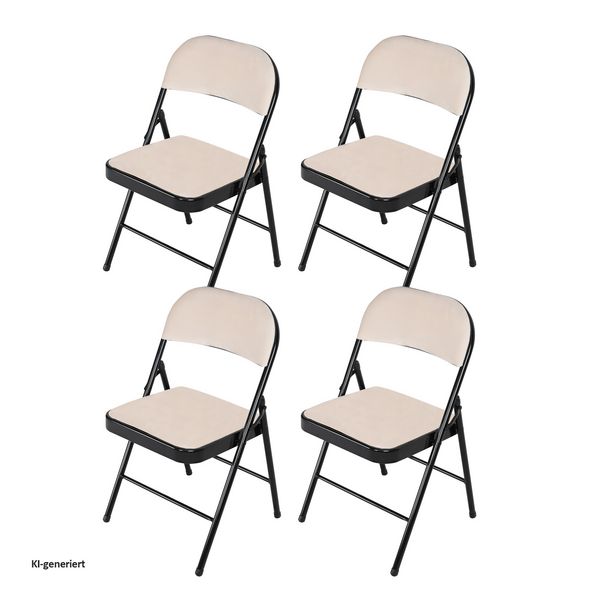 Produktbild: HTI-Living Klappstuhl Wedigo Velvet Beige 4er-Set Klappstuhl Wedigo Velvet Beige 4er-Set