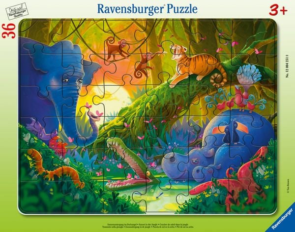 Produktbild: Kinderpuzzle 36 Teile - Sonnenuntergang im Dschungel