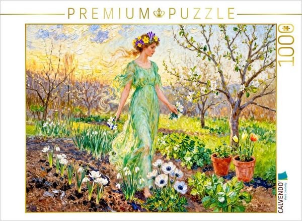 CALVENDO Puzzle Chloris griechische Göttin des Frühlings im Krokusgarten | 1000 Teile Lege-Größe 64x48cm Foto-Puzzle für glückliche Stunden