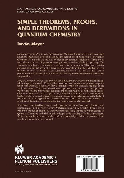 Produktbild: Simple Theorems, Proofs, and Derivations in Quantum Chemistry