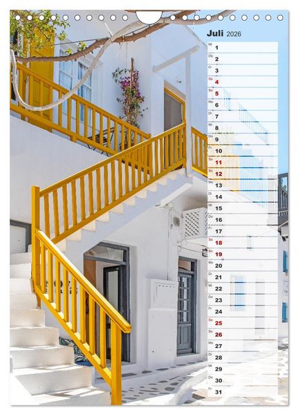Produktbild: Bunte Treppen auf Mykonos - Reiseplaner (Wandkalender 2026 DIN A4 hoch), CALVENDO Monatskalender