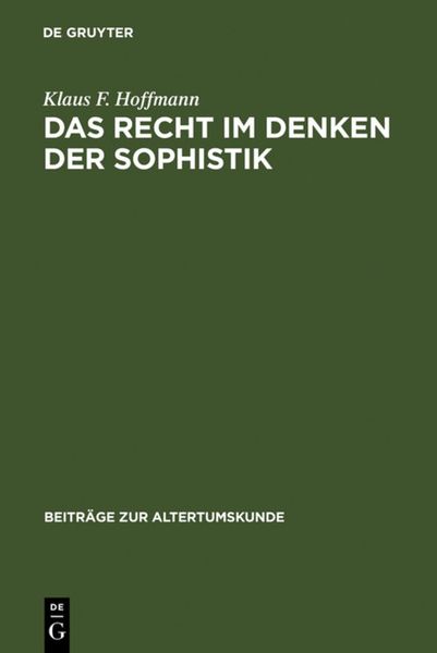 Produktbild: Das Recht im Denken der Sophistik